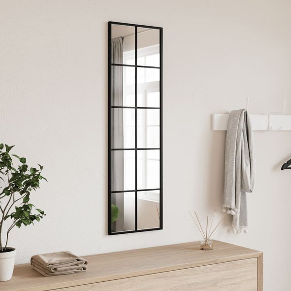 vidaXL Nástenné zrkadlo čierne 30x100 cm obdĺžnikové železné