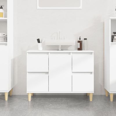 vidaXL Umývadlová skrinka lesklá biela 80x33x60 cm kompozitné drevo