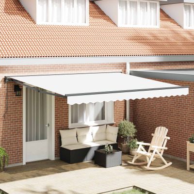 vidaXL Rám markízy Biely 400 × 300 cm Polyester s PU povrchom