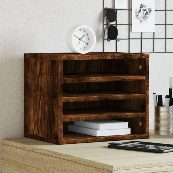 vidaXL Organizér na stôl dymový dub 36x26x29,5 cm kompozitné drevo