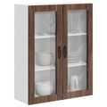 vidaXL Nástenný sklenený kabinet LUCCA Hnedý dub 80 x 31 x 100 cm