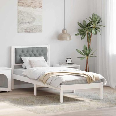 vidaXL Rám postele Svetlosivá 90 x 190 cm Masívne borovicové drevo