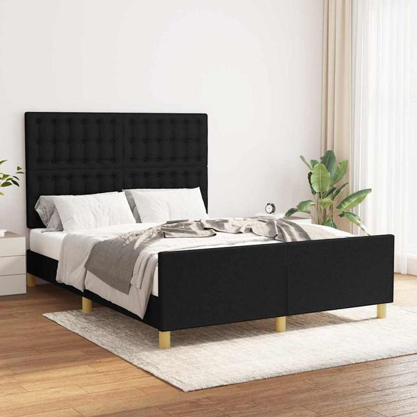 vidaXL Posteľ bez matraca čierna 140x190 cm látka