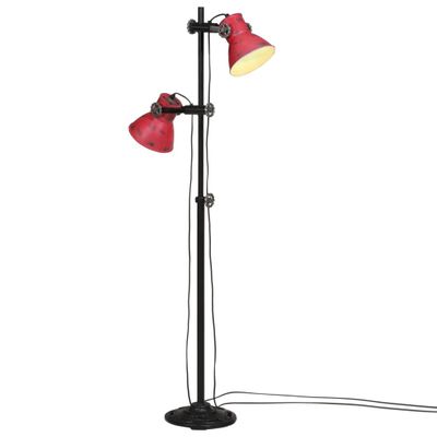 vidaXL Podlahová lampa 25 W šmuhovaná červená 25x25x90/140 cm E27