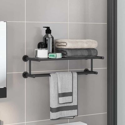 vidaXL Držiak na uteráky Čierna 61 x 23 x 17 cm Nehrdzavejúca oceľ