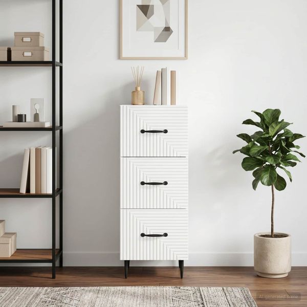 vidaXL Zásuvkový kabinet Biela 33 x 34,5 x 89,5 cm Kompozitné drevo