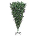 vidaXL Obrátený umelý predsvietený vianočný stromček s guľami 210 cm