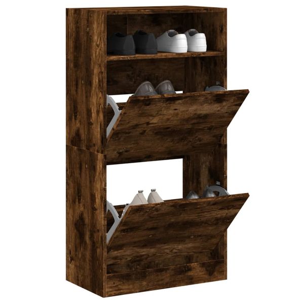 vidaXL Botník dymový dub 60x34x116 cm kompozitné drevo