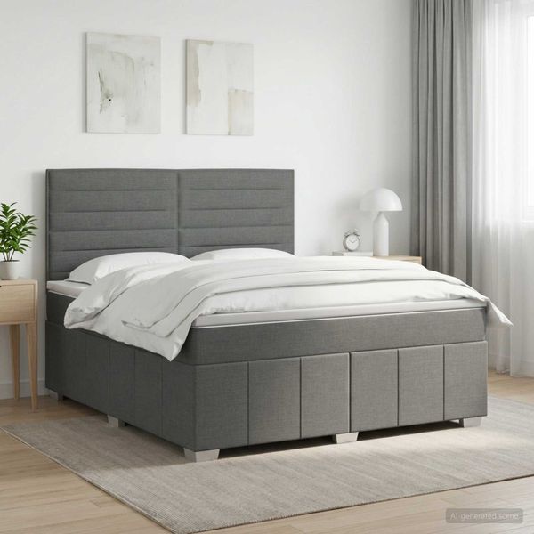 vidaXL Posteľ boxspring s matracom Tmavosivá 140 x 190 cm Látka