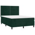 vidaXL Posteľný rám boxsping s matracom tmavozelený 140x190 cm zamat