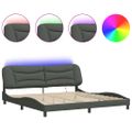 vidaXL Rám postele s LED bez matraca Hvar tmavosivá 200x200 cm látka