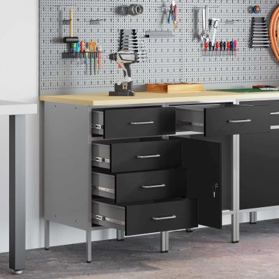 vidaXL Pracovná skrinka so zámkom 2 pcs Čierna a Šedá 100 x 55 x 85 cm