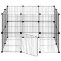 vidaXL 20-panelová klietka pre domáce zvieratá čierna 105x70x70 cm oceľ