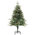 vidaXL Osvetlený vianočný stromček so šiškami, zelený 120 cm, PVC a PE