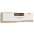 vidaXL TV stolík biely a sonoma 140x35x40 cm spracované drevo