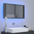 vidaXL LED kúpeľňová zrkadlová skrinka lesklá sivá 80x12x45 cm akryl