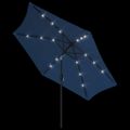 vidaXL Vonkajší slnečník s LED, oceľová tyč 300 cm, azúrový