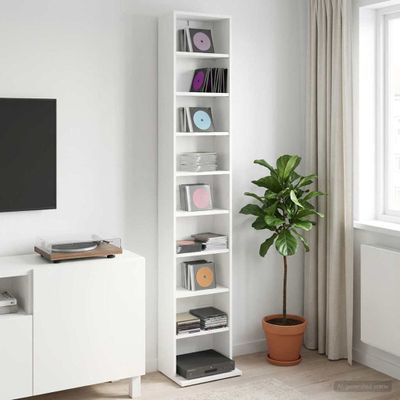 vidaXL CD Skrinka Biela 33 x 23,5 x 175 cm Kompozitné drevo