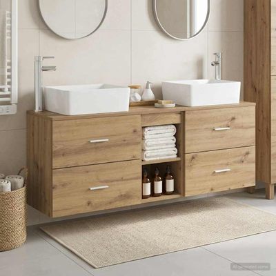 vidaXL Set kabinetov do kúpeľne 3 ks Dub artisan 53 x 34,5 x 63 cm