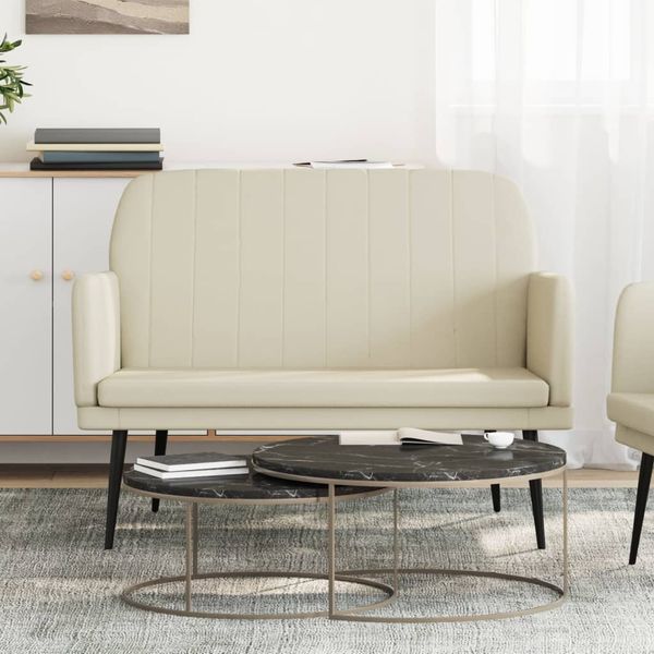 vidaXL Lavička krémová 107x80x81 cm umelá koža