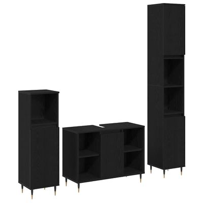 vidaXL Sada kúpeľňového nábytku 3 pcs Čierny dub Kompozitné drevo