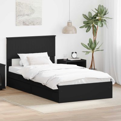 vidaXL Úložná posteľ so zásuvkou Čierna 100 x 200 cm Kompozitné drevo