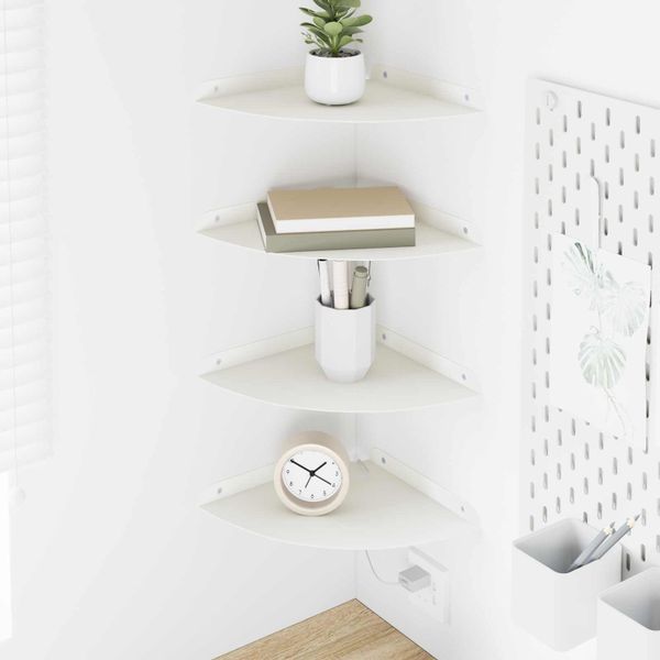 vidaXL Závesná polica s poličkou 4 pcs Biely 24 x 24 x 2 cm