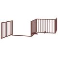 vidaXL Psia brána s dvierkami, skladacia, 4 panely, hnedá, 320 cm, topoľové drevo