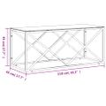 vidaXL Konferenčný stolík 110x45x45 cm nehrdzavejúca oceľ a sklo