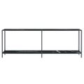 vidaXL Konzolový stolík čierny 220x35x75,5 cm tvrdené sklo