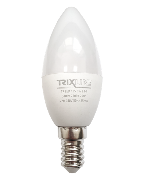 LED žiarovka Trixline 6W 540lm E14 C35 teplá biela