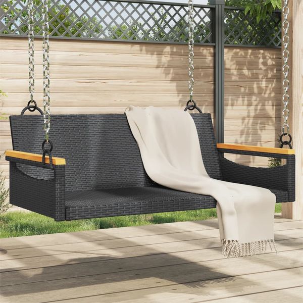 vidaXL Hojdacia lavica čierna 109x62x40 cm polyratan
