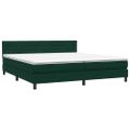 vidaXL Box Spring Posteľ s matracom a LED Tmavo zelená 200x210 cm Zamat