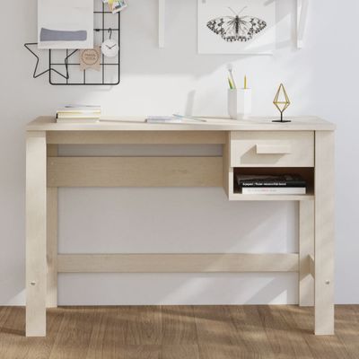 vidaXL Písací stôl HAMAR, medovo hnedý 110x40x75 cm, borovicový masív
