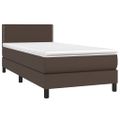 vidaXL Boxspring posteľ s matracom a LED hnedá 90x200 cm umelá koža