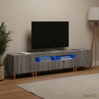 vidaXL 3-dielny LED TV stolík Sivý Sonoma Kompozitné drevo