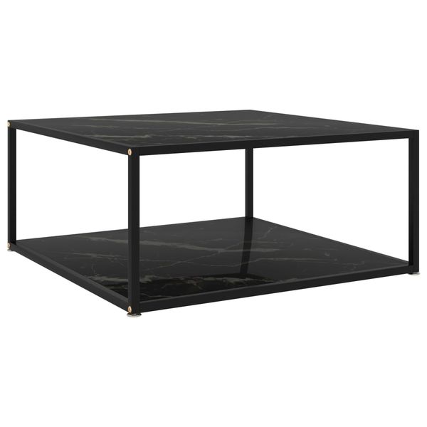 vidaXL Konferenčný stolík, čierny 80x80x35 cm, tvrdené sklo