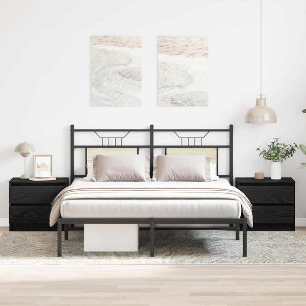 vidaXL Nočný stolík so zásuvkou 2 pcs Čierny dub 50 x 40 x 43,5 cm
