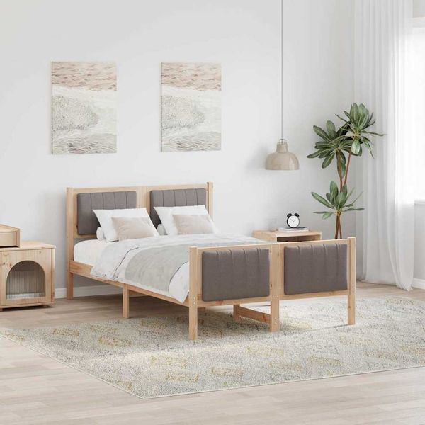 vidaXL Rám postele Hnedá a taupe 120 x 200 cm Borovicový masív