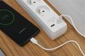 Predlžovací kábel REBEL URZ3202-3  3 zásuvky, 3m, vypínač, 2xUSB, biela