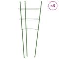 vidaXL Podpery pre záhradné rastliny s 3 krúžkami 5ks zelené 45cm oceľ