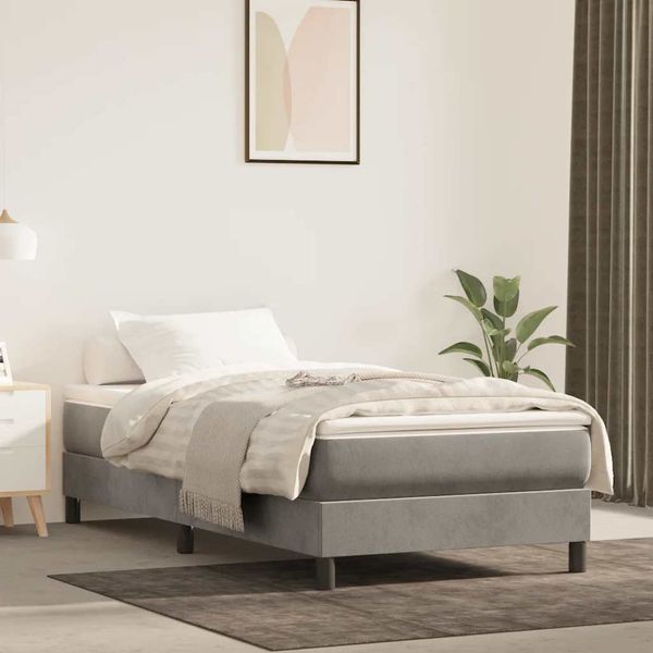 vidaXL Matrac s taštičkovými pružinami stredná tvrdosť bledosivý 100x210x20 cm zamat