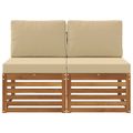 vidaXL 2 Kus Záhradná stredná sedačka Pevné akáciové drevo Prírodná