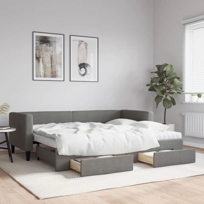vidaXL Rozkladacia denná posteľ so zásuvkami tmavosivá 80x200 cm látka