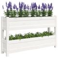 vidaXL Kvetináč biely 112x25x66 cm borovicový masív