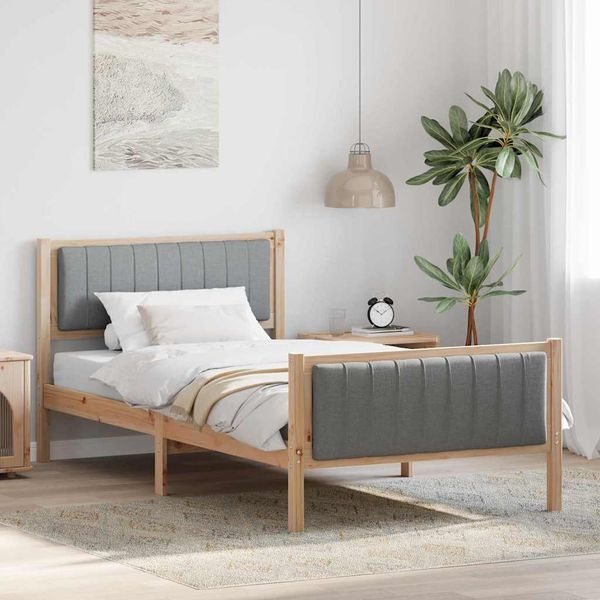 vidaXL Rám postele Hnedá a svetlo šedá 100 x 200 cm Borovicový masív