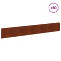 vidaXL Obrubník trávnika 10 ks 100 x 15 cm Oceľ Hrdzavý