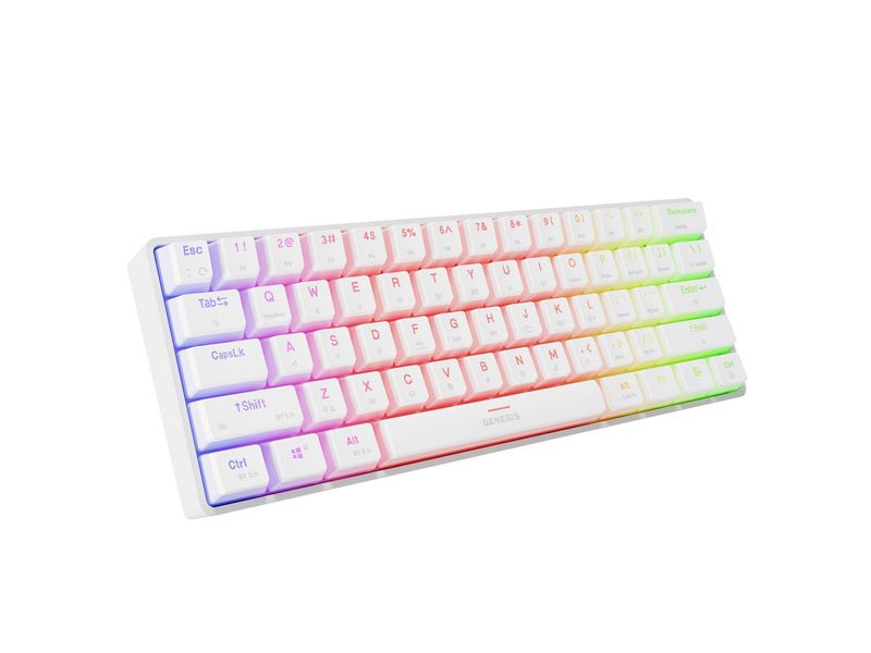Genesis herná klávesnica THOR 660 G2/Gateron Red/USB+BT/US layout/Biela