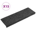 vidaXL Schodové rohože, samolepiace, 15 ks, 65x21x4 cm, tmavosivé, s obdĺžnikovým okrajom