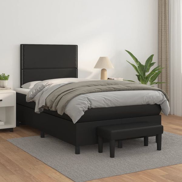 vidaXL Boxspring posteľ s matracom čierna 120x200 cm umelá koža
